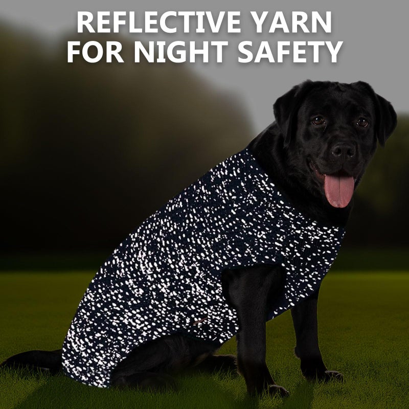 KYEESE Dog Sweater with Leash Hole Comfy Pullover Sweater Medium Size Male with Reflective Yarn Warm Pet Coats Stretchy Cozy Lightweight Thick Knitwear Dog Clothes, Navyblue, X-Large - Image 5